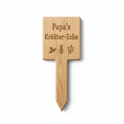 CNC-gefräster Gartenstecker „Papa’s Kräuter-Ecke“