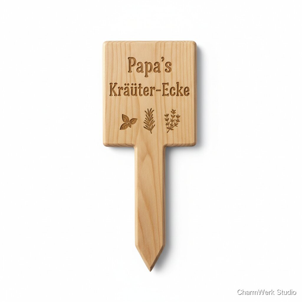 CNC-gefräster Gartenstecker „Papa’s Kräuter-Ecke“