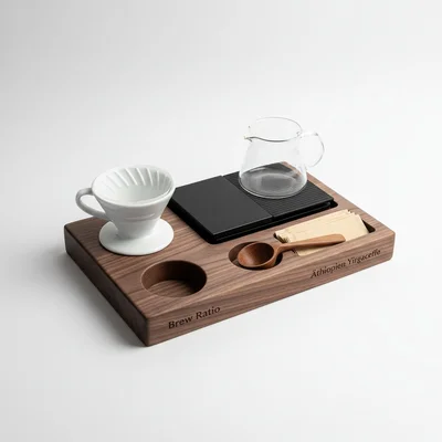 CNC-gefräster Kaffeefilter- & Waage-Stand für Pour-Over