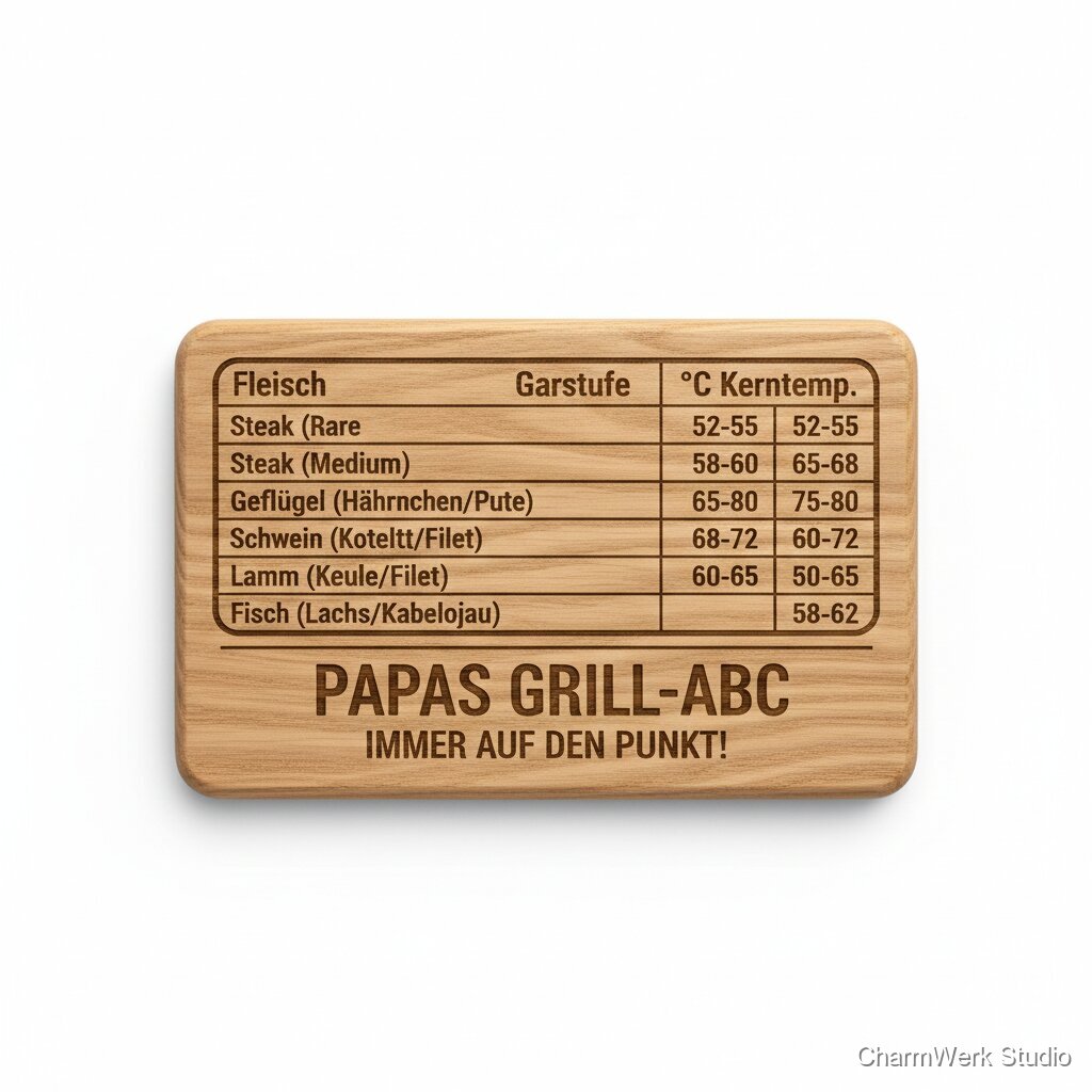 CNC-gefräste „Grill-Temperatur“-Spickzettel-Plakette