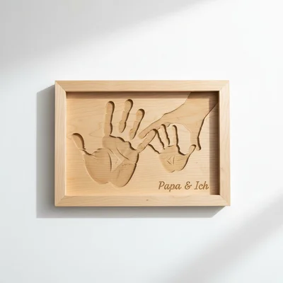 CNC-gefräster „Papa & Ich“-Handabdruck-Rahmen als Negativform