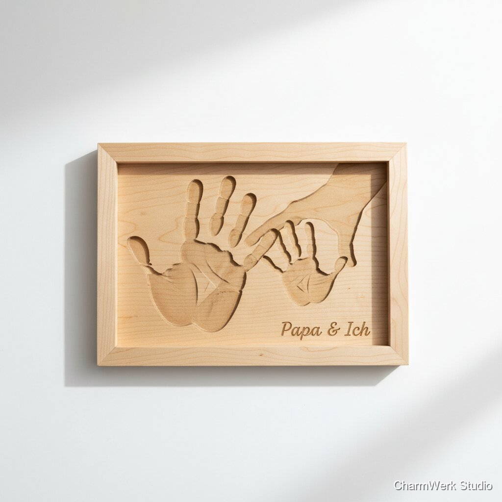 CNC-gefräster „Papa & Ich“-Handabdruck-Rahmen als Negativform