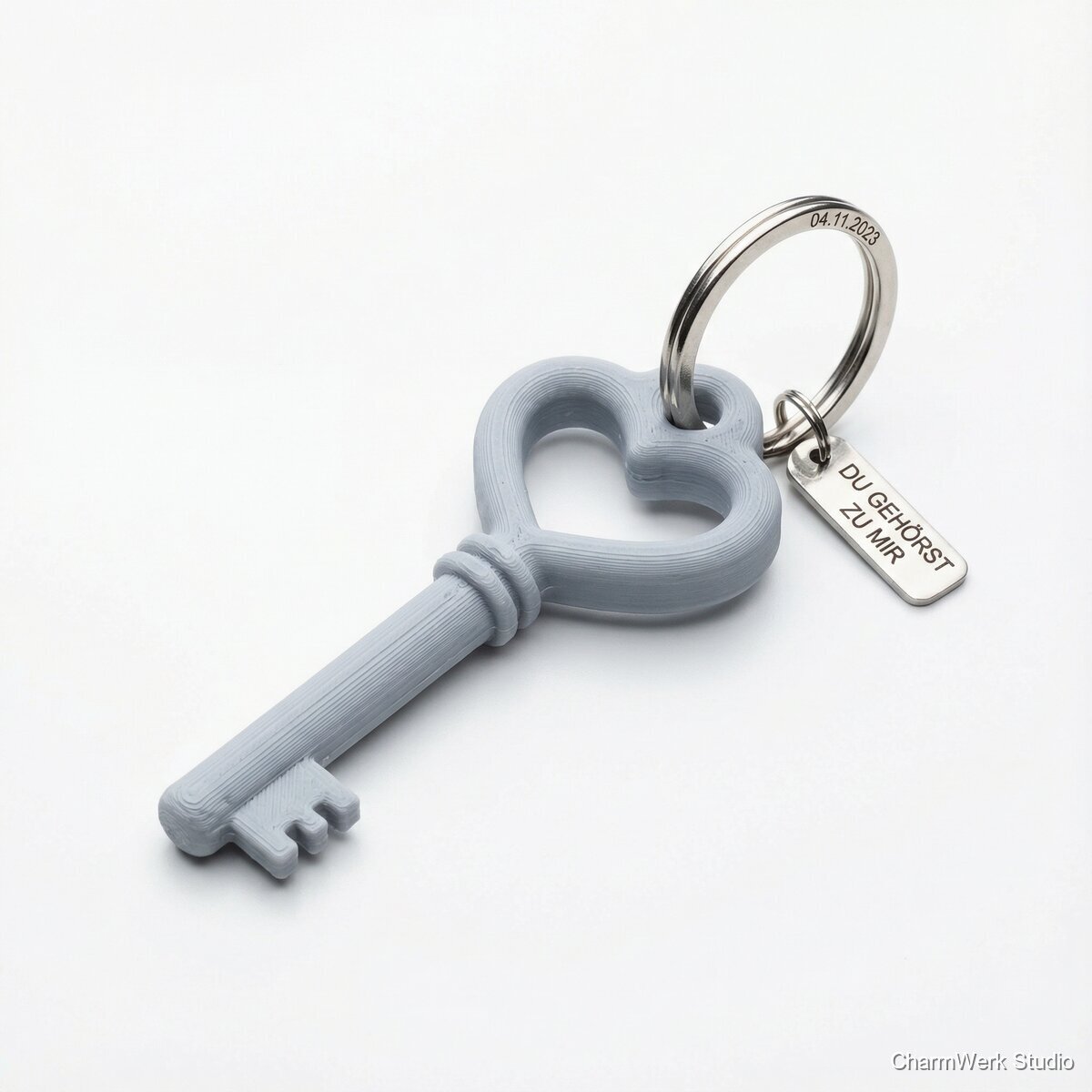 3D-gedruckte Miniatur eures Haustür-Schlüssels als Anhänger - Seitenansicht
