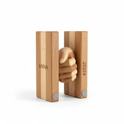 CNC-gefräste „Zwei Hände“ Skulptur als Buchstützen-Paar