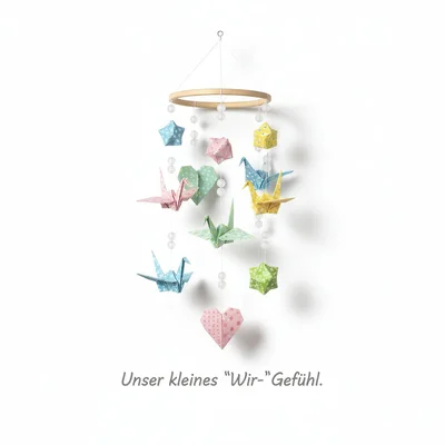 Handgefaltetes Liebes-Origami-Mobile fürs Fenster