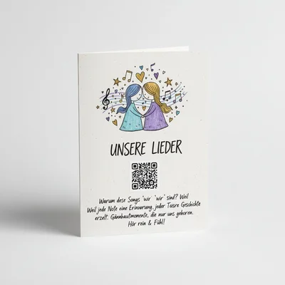 Handgeschriebene „Playlist“-Karte mit QR-Code