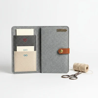 Paar-Notizbuchhülle aus Filz mit Innentaschen