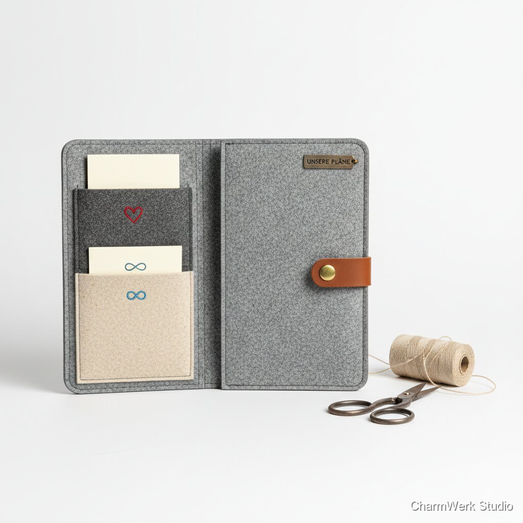 Paar-Notizbuchhülle aus Filz mit Innentaschen
