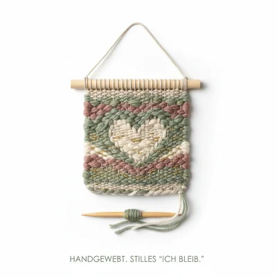 Handgewebtes Mini-Wandbild mit verstecktem Herzmuster