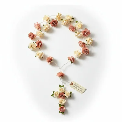 Handgemachte Rosenkranz-Lichterkette aus Papierblüten