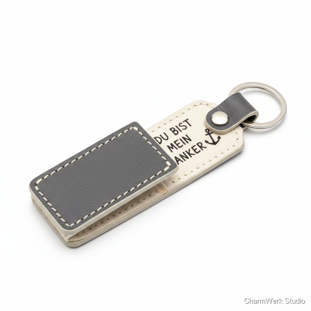 Handgenähter Schlüssel-Fob mit versteckter Botschaft innen