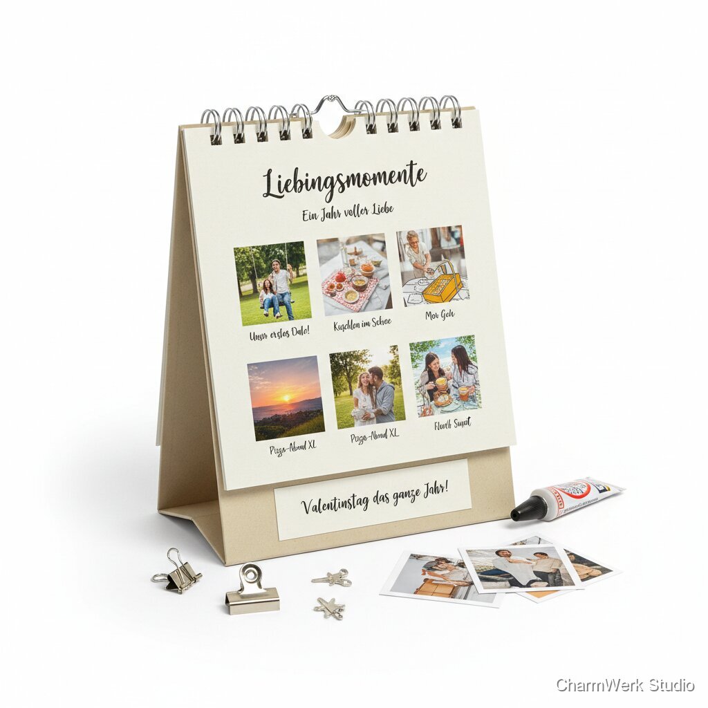 Selbstgemachter „Lieblingsmomente“-Kalender als Tischaufsteller