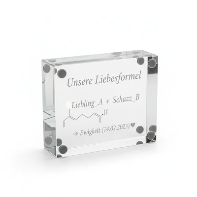 „Unsere Liebesformel“ Acryl-Desk-Block
