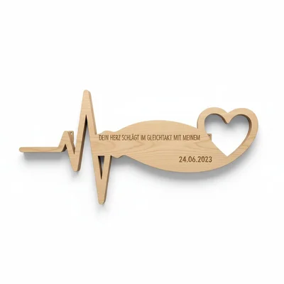 Wand-„Herzline“ aus Holz mit Songtext-Zeile