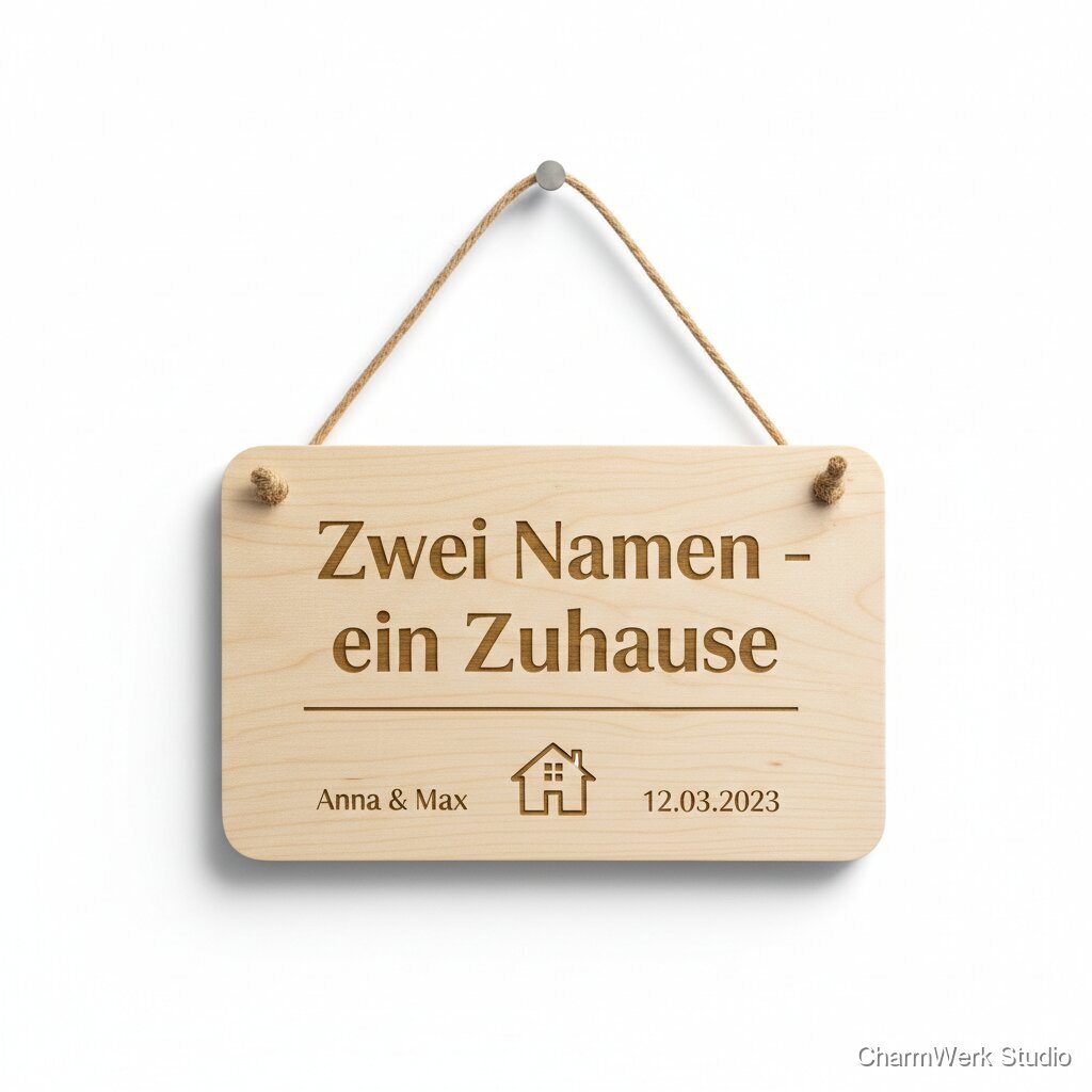 „Zwei Namen – ein Zuhause“ Türschild aus Holz