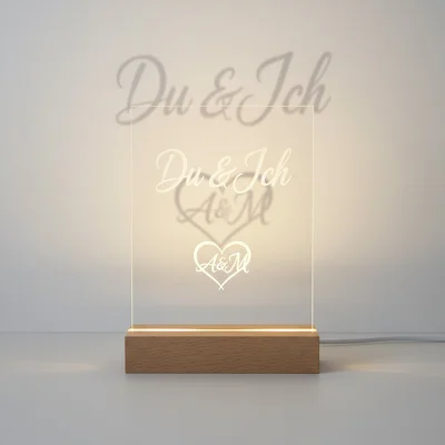 Acryl-Nachtlichtplatte „Du & Ich“ mit Schatten-Design
