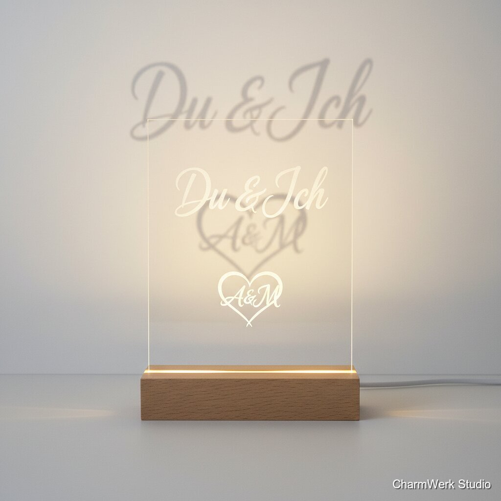 Acryl-Nachtlichtplatte „Du & Ich“ mit Schatten-Design