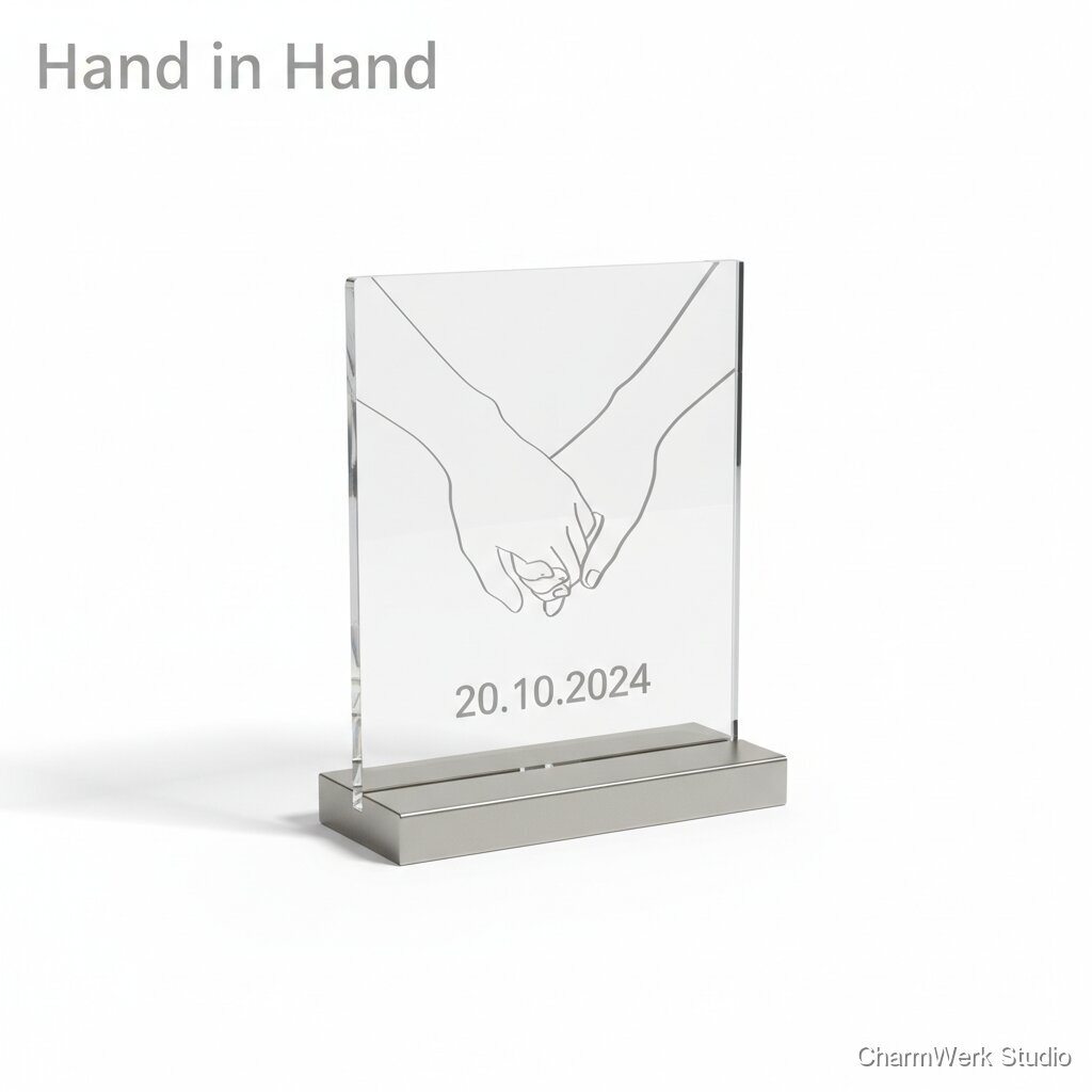 Acryl-„Hand in Hand“ Silhouetten-Aufsteller