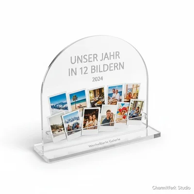Acryl-Fotohalter „Unser Jahr in 12 Bildern“