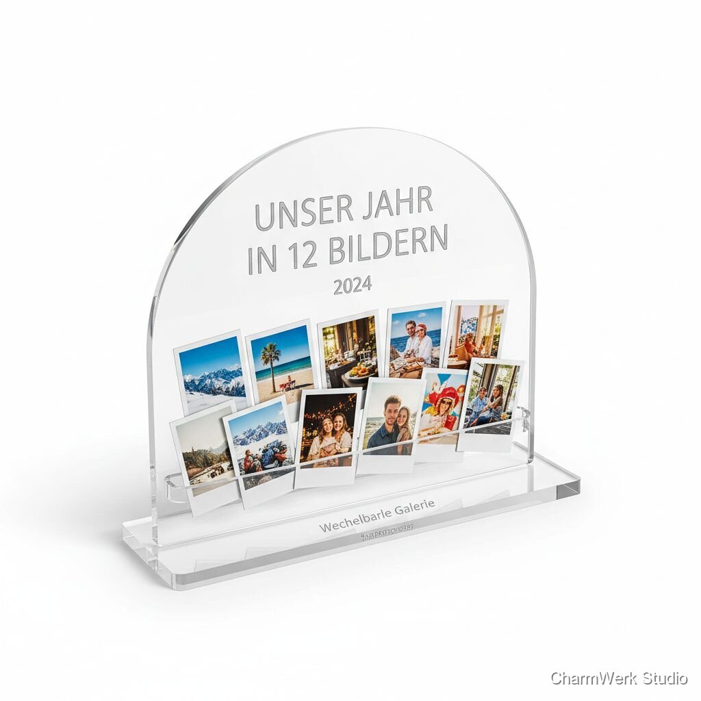 Acryl-Fotohalter „Unser Jahr in 12 Bildern“