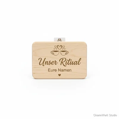 Holz-„Zwei Tassen, ein Ritual“ Kaffee-Station Schild