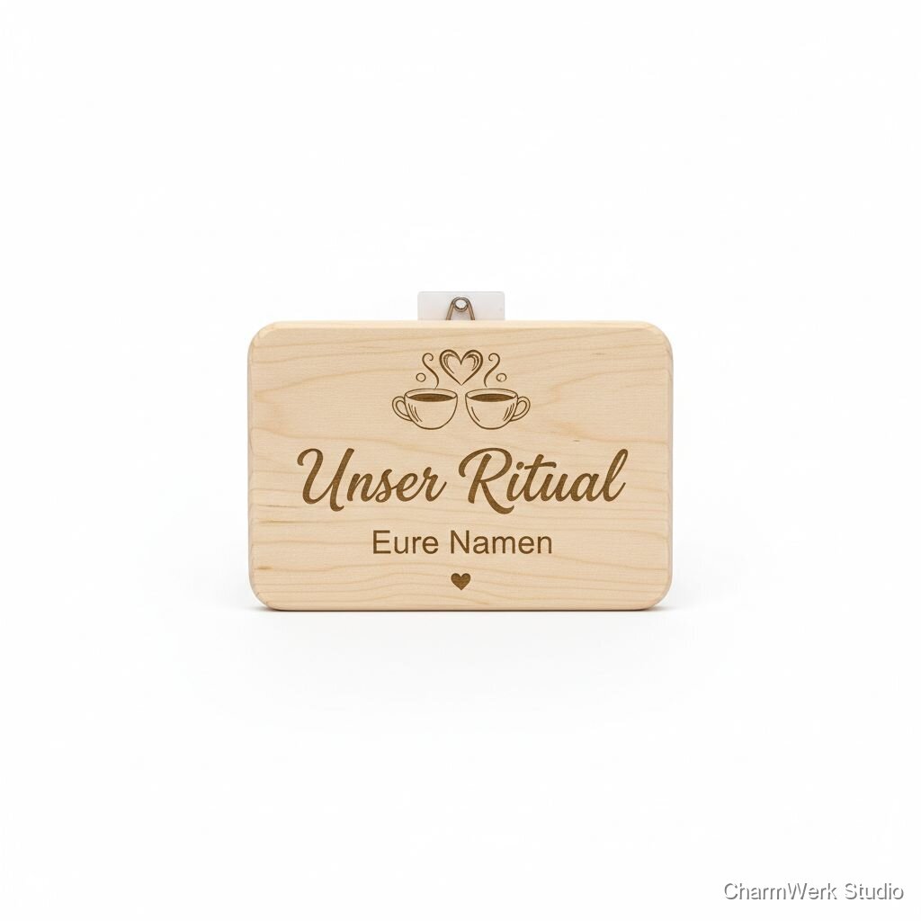 Holz-„Zwei Tassen, ein Ritual“ Kaffee-Station Schild