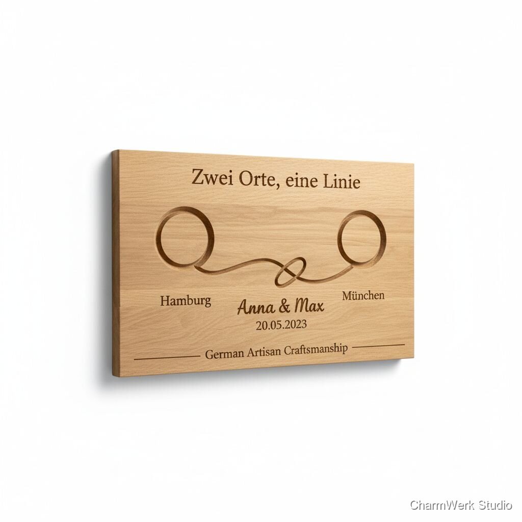 CNC-gefräste „Zwei Orte, eine Linie“-Wandplakette