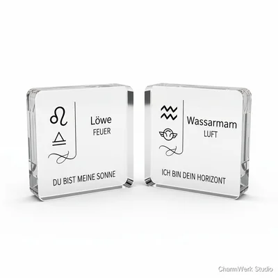 Acryl-„Sternzeichen & Element“-Duo-Display personalisiert