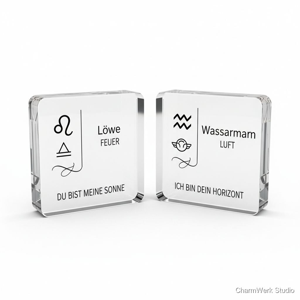 Acryl-„Sternzeichen & Element“-Duo-Display personalisiert