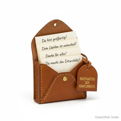 Leder-„Briefkasten der Komplimente“-Minihülle mit Karten