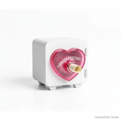 3D-gedruckter „Herzschloss“-Mini-Tresor für Liebeszettel