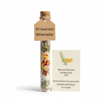 DIY-Gewürzsalz „Winterzauber“ im Reagenzglas