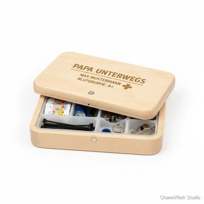„Papa unterwegs“ Auto-Notfall-Set mit Gravurdeckel