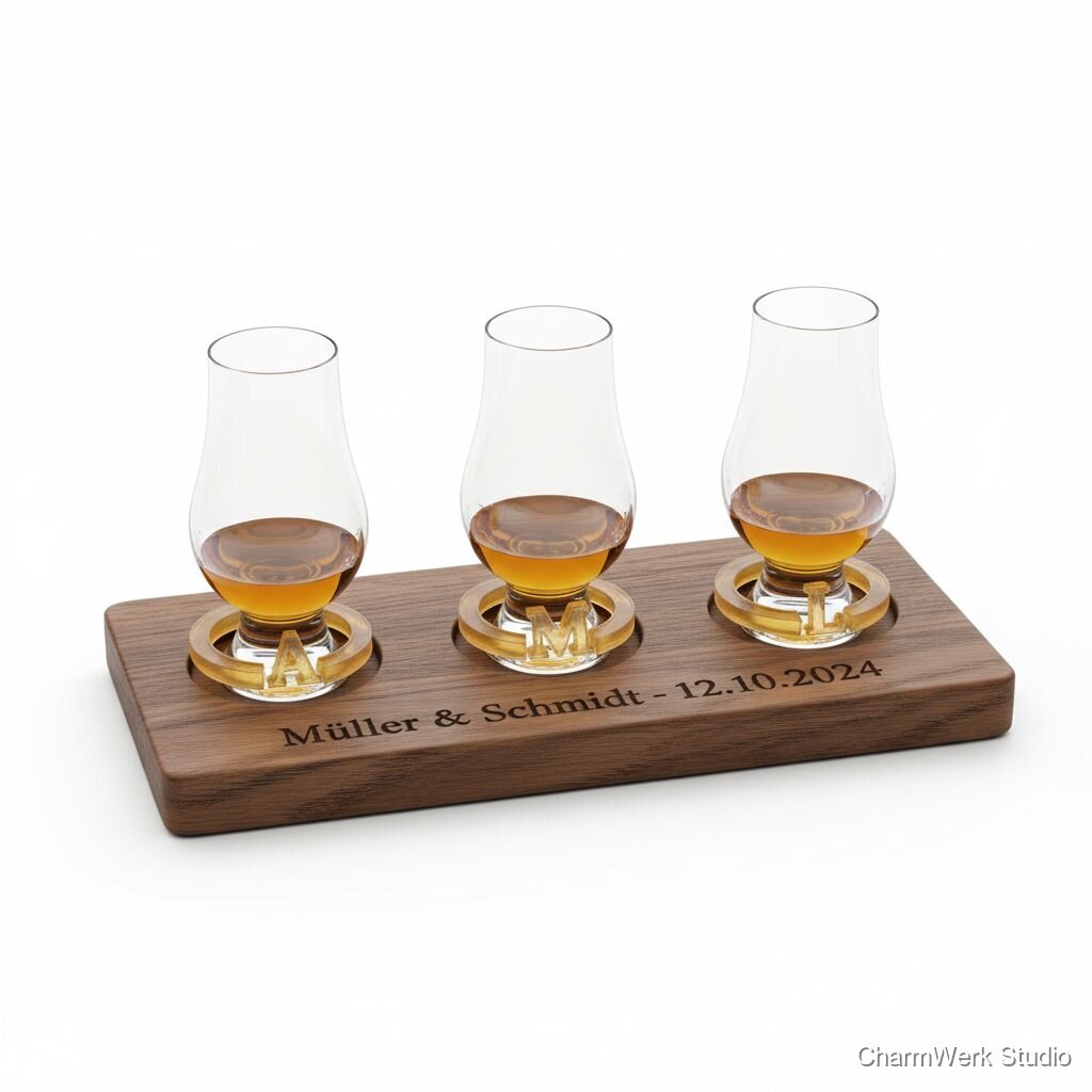 Whisky-Tasting-Flight mit 3D-Glasmarkern