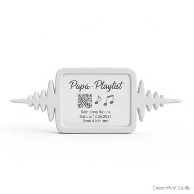 „Papa-Playlist“ Songcode-Schild mit 3D-Wellenform-Rahmen