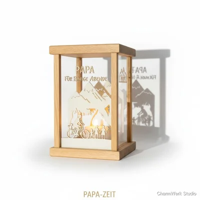 „Papa-Zeit“ Teelichtlaterne mit 3D-Schattenmotiv