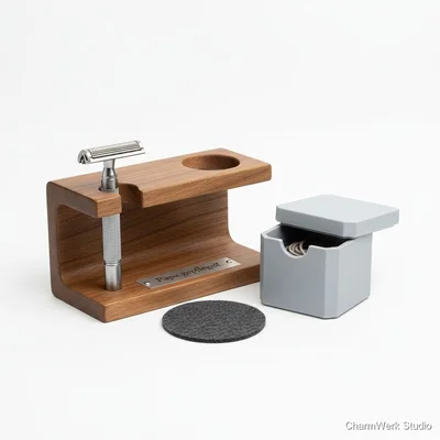 Rasier-Station „Papa gepflegt“ mit 3D-Klingenbox