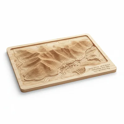 Topografische Holzkarte des Lieblingsorts