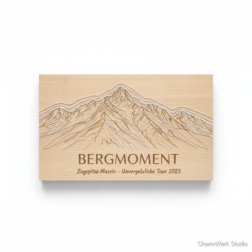 „Bergmoment“ Panorama-Holzbild mit 3D-Topografie