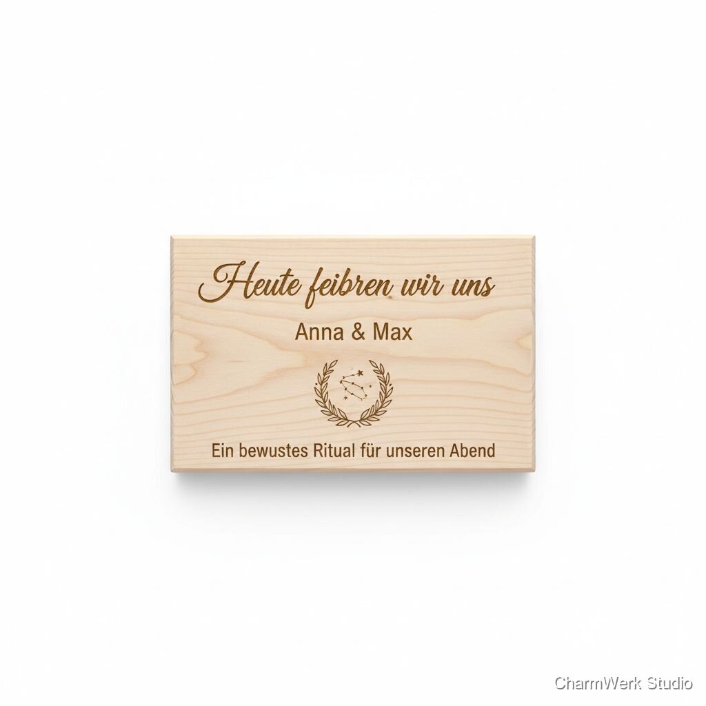 Graviertes Wein- oder Sektkisten-Schild „Heute feiern wir uns“