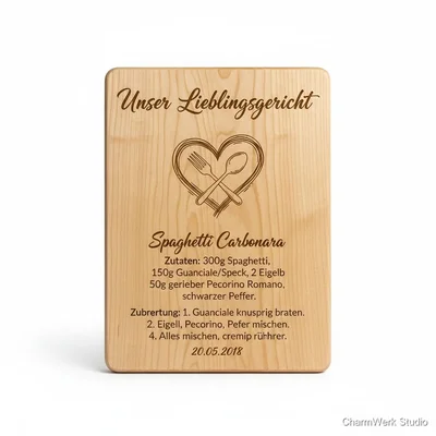 Graviertes Rezeptbrett „Unser Lieblingsgericht“