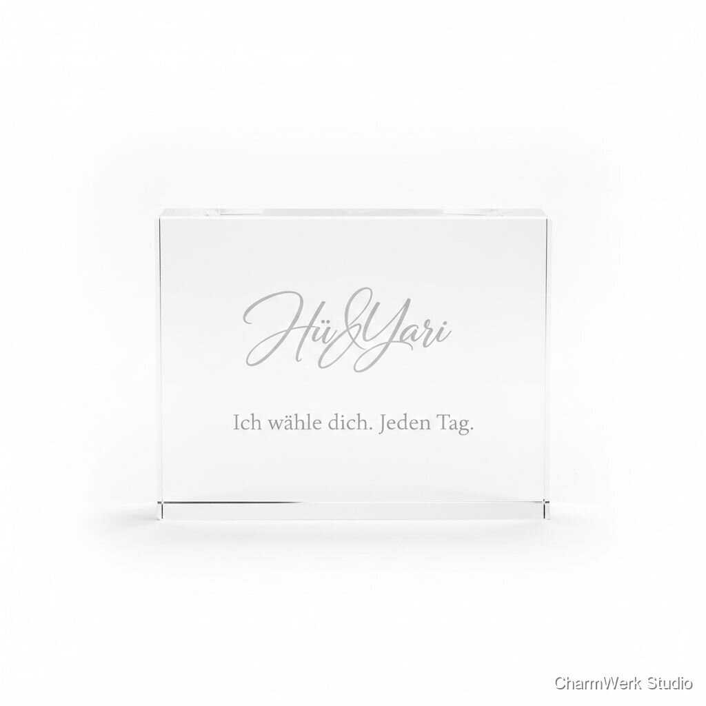Acryl-Tischaufsteller „Zwei Namen – ein Versprechen“
