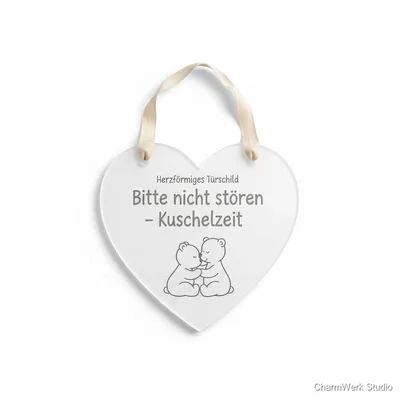 Herzförmiges Türschild „Bitte nicht stören – Kuschelzeit“