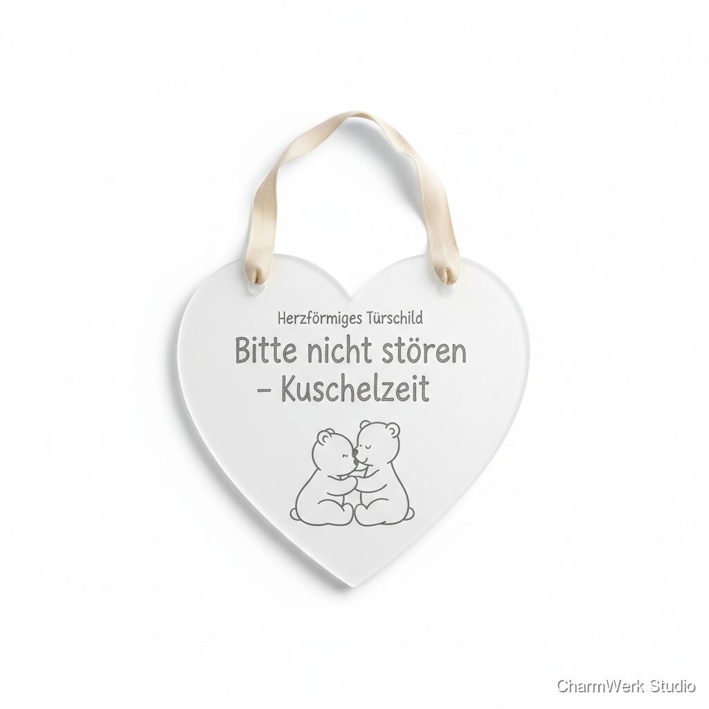 Herzförmiges Türschild „Bitte nicht stören – Kuschelzeit“