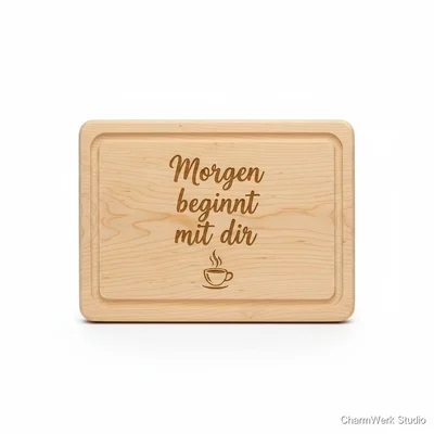 Graviertes Frühstücksbrett „Morgen beginnt mit dir“