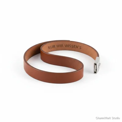 Leder-Armband mit Innen-Gravur „Nur wir wissen’s“