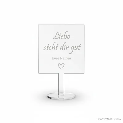 Gravierter Acryl-Kuchenstecker „Liebe steht dir gut“