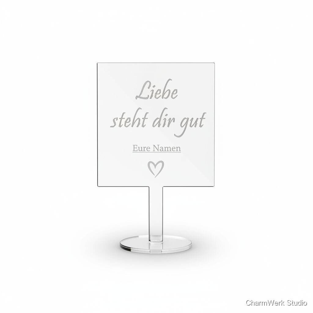 Gravierter Acryl-Kuchenstecker „Liebe steht dir gut“