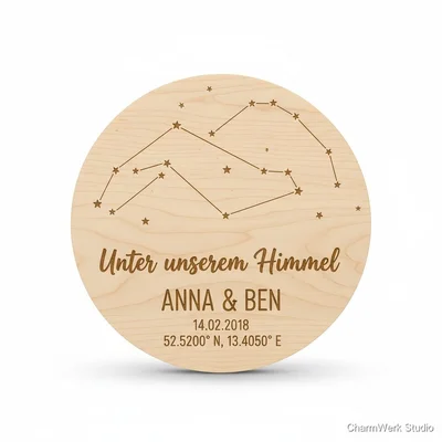 Holz-Sternbildkarte „Unter unserem Himmel“