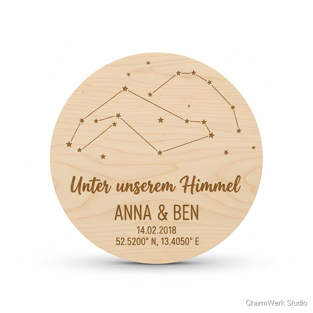 Holz-Sternbildkarte „Unter unserem Himmel“